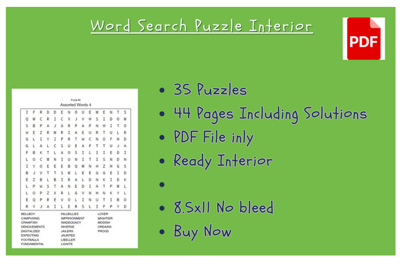 Assorted Word Search Game Interior for KDP Activity Books