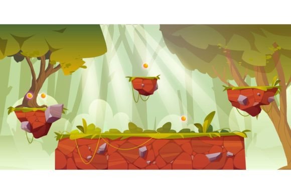 Creative Game Platform Cartoon Forest Landscape Design