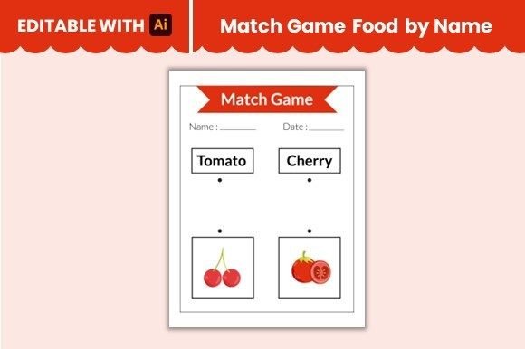 Enhance Learning and Creativity with Match Game Food by Name Worksheet 4