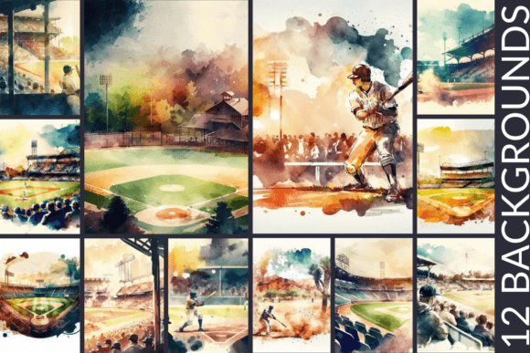 Exploring Baseball Game Watercolor Backgrounds: A Versatile Design Resource for Creatives