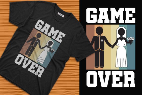 Game Over Bride Groom T-Shirt Design