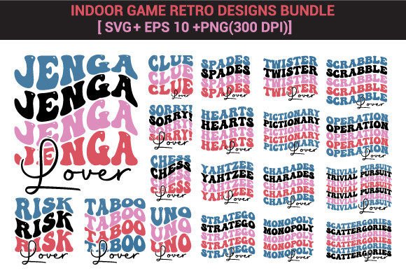 Indoor Game Lover Retro Wave SVG Bundle: A Versatile Design Resource for Creative Projects