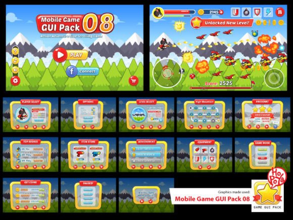 Mobile Game GUI Pack 08 for 2D Designers