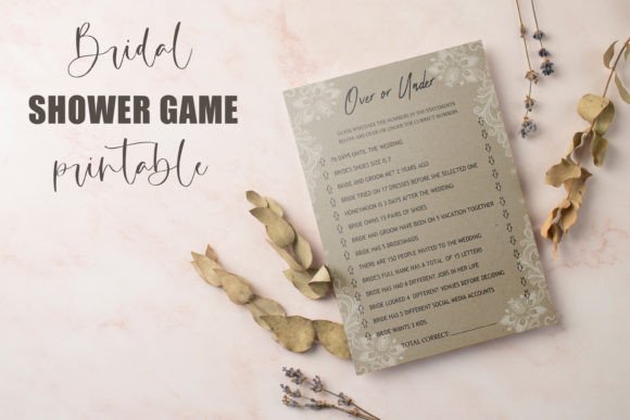 Over and Under Bridal Shower Game