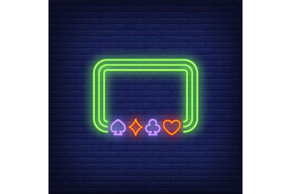 Poker Game Application Frame Neon Sign: Lighting Up Modern Poker Club Design
