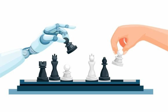 Robot Vs Human Playing Chess Game Vector: Integrating AI Symbolism into Visual Workflows